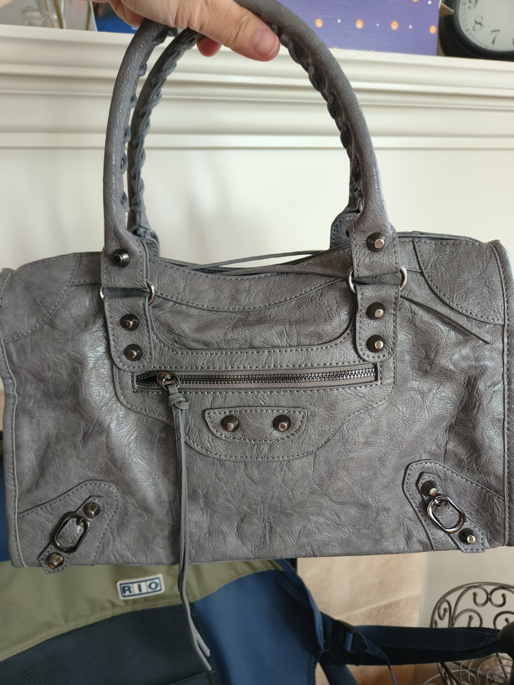 🌟Brand New 🌟Textured Gray Satchel with Braided Top Handles